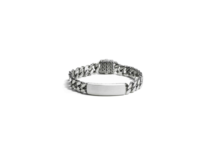 Rhodium Plated Mens Figaro ID Bracelet